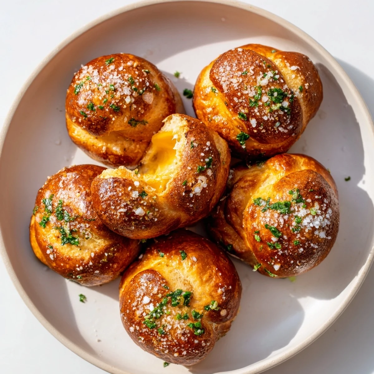 Soft Cheesy Garlic Pretzel Bites brushed with savory garlic butter, perfect for sharing.  