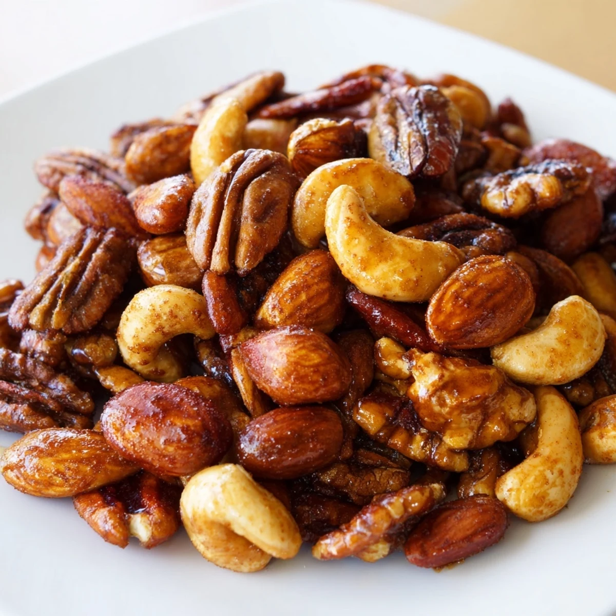 Sweet and Spicy Roasted Nuts in a bowl, perfect for sharing during game nights.  