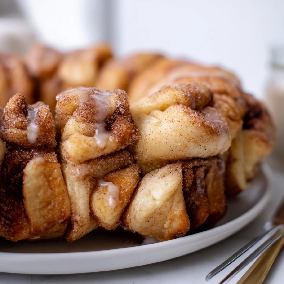 Delicious Warm Cinnamon Sugar Pull-Apart Bread served fresh with coffee, inviting and sweet.  