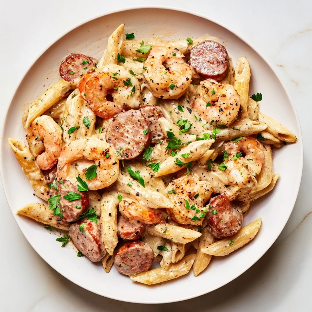 Cajun Sausage Shrimp Alfredo