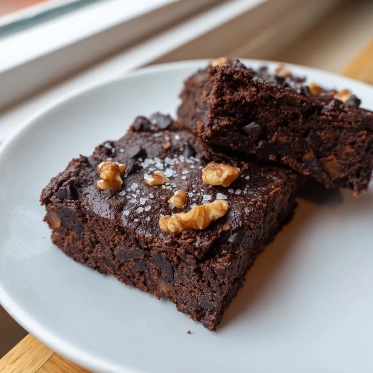 Warm, gooey sweet potato brownies, studded with chocolate chips, ready to be enjoyed.