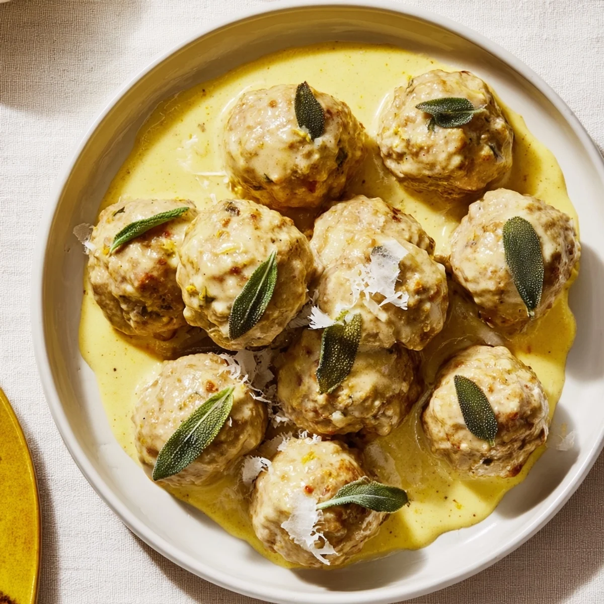 Savory turkey meatballs in a rich pumpkin sage sauce, perfect for a cozy fall dinner.