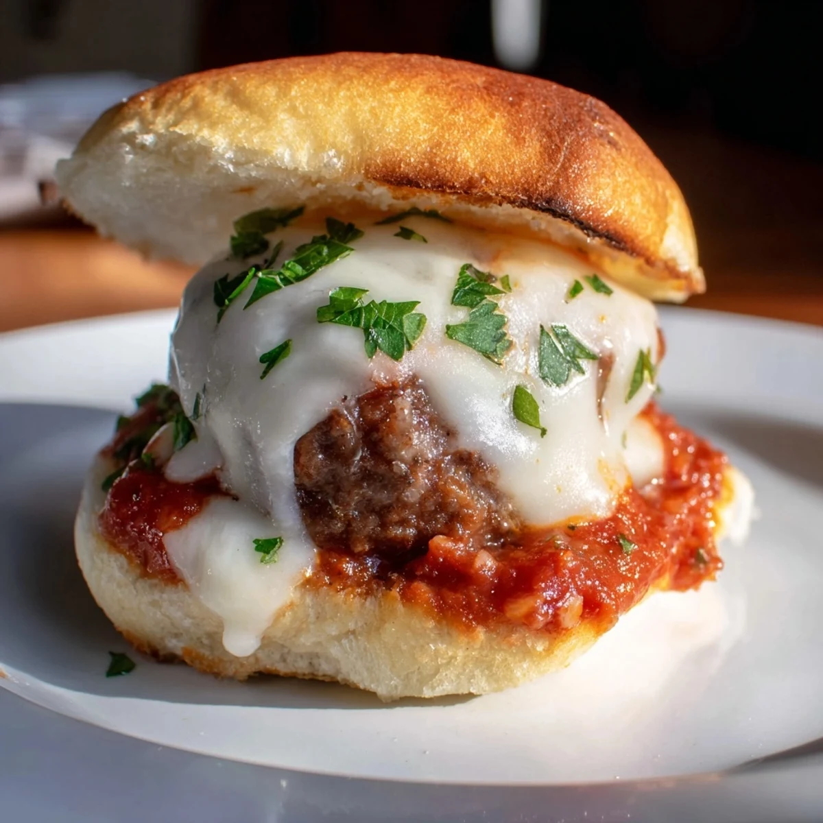 Golden-brown Easy Christmas Meatball Sliders with bubbly cheese, a holiday appetizer everyone will love.
