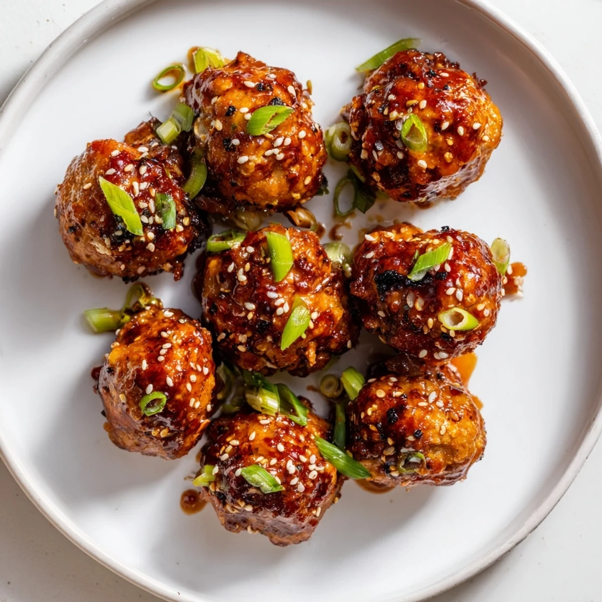 Golden-brown spicy honey-glazed chicken meatballs glistening with sweet glaze, ready to serve.