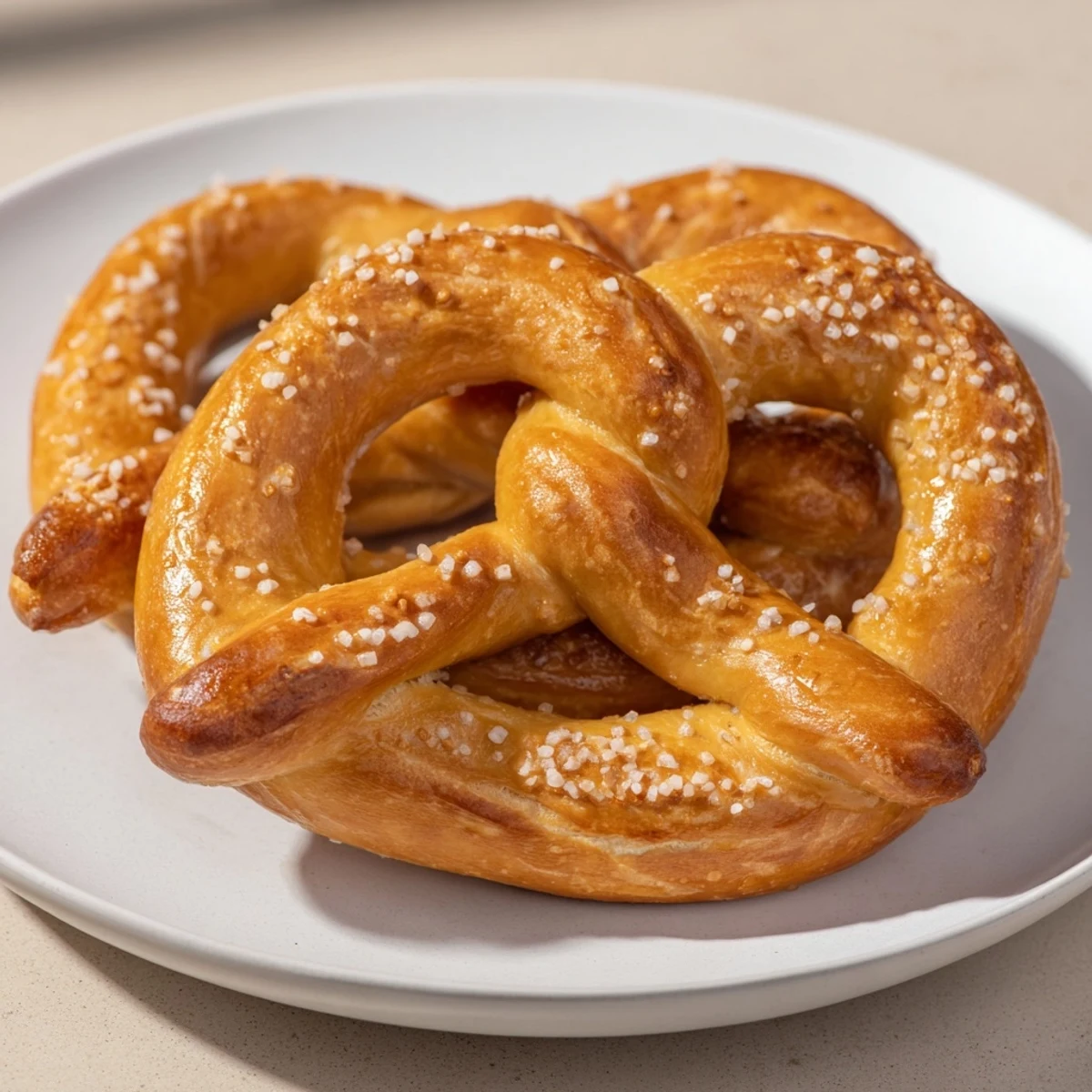 Freshly baked Bretzels Anneau de Fête with a beautifully crisp crust and soft interior, a tasty treat.