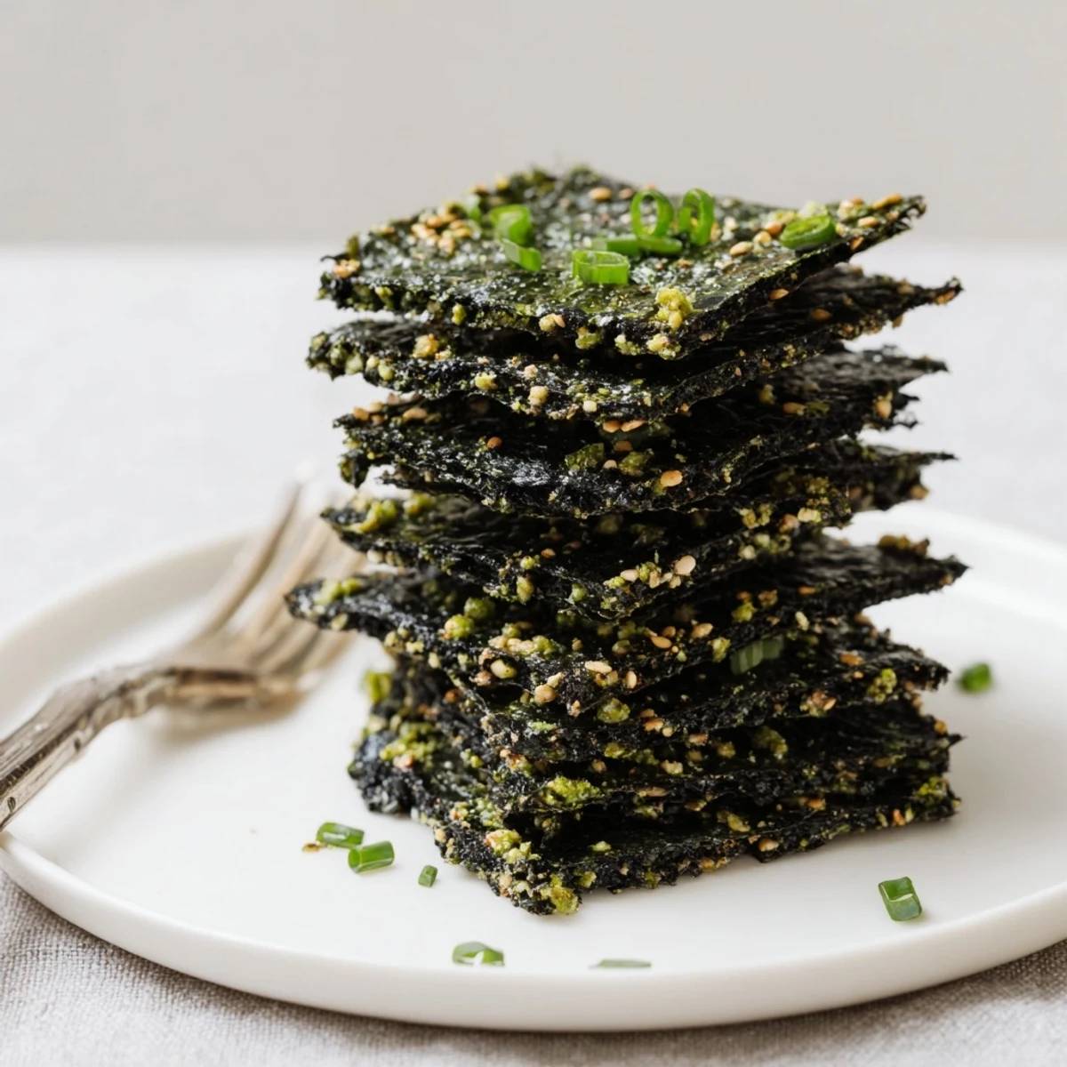 A close-up view of Snacks de Vague Surf, showcasing the savory umami flavor of ocean-inspired seaweed snacks.