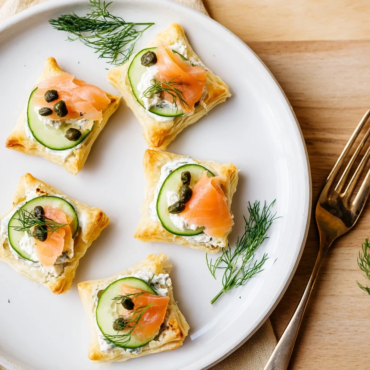 Delicate Étoiles Filantes Assiette de Fin dAnnée appetizer, showcasing flaky, golden stars with a luxurious smoked salmon topping.