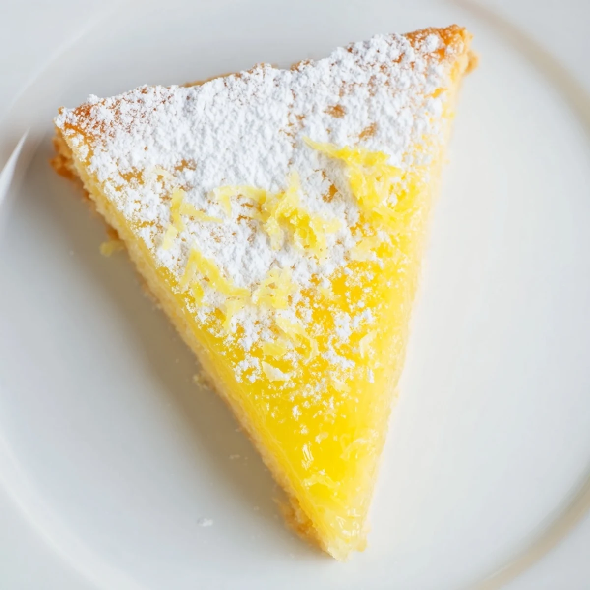 Golden, triangle-shaped lemon bars dusted with powdered sugar, ideal for a sweet afternoon treat.