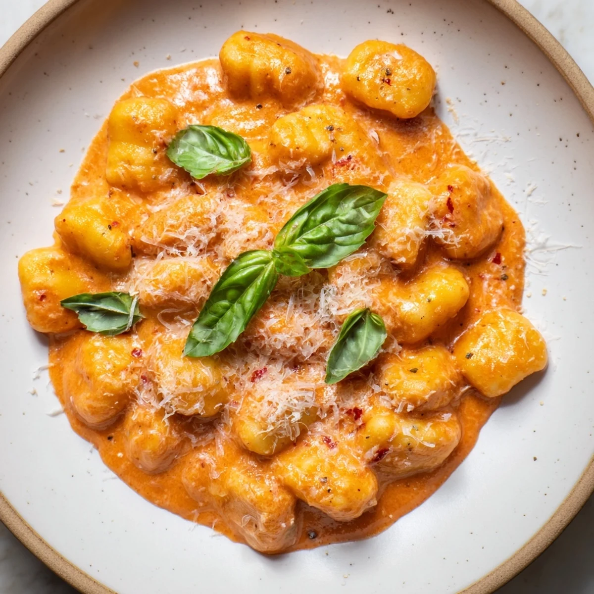 Enjoy a warm bowl of Creamy Tomato Gnocchi, perfectly seasoned and ready for dinner tonight.