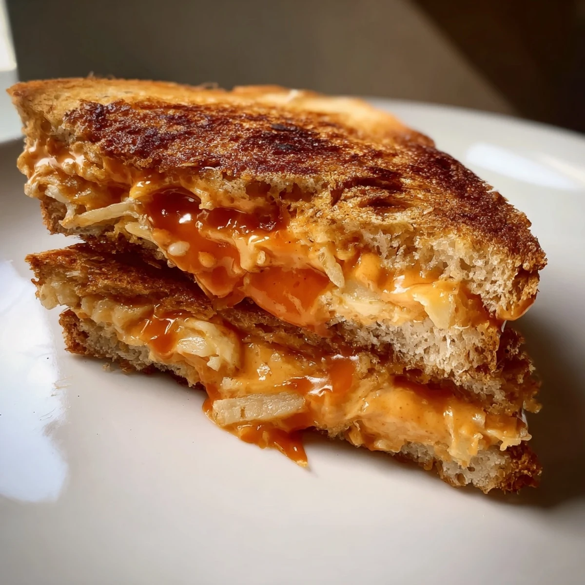 The warm, melted cheese in this Spiked Grilled Cheese, paired with crispy sourdough, is pure comfort food.