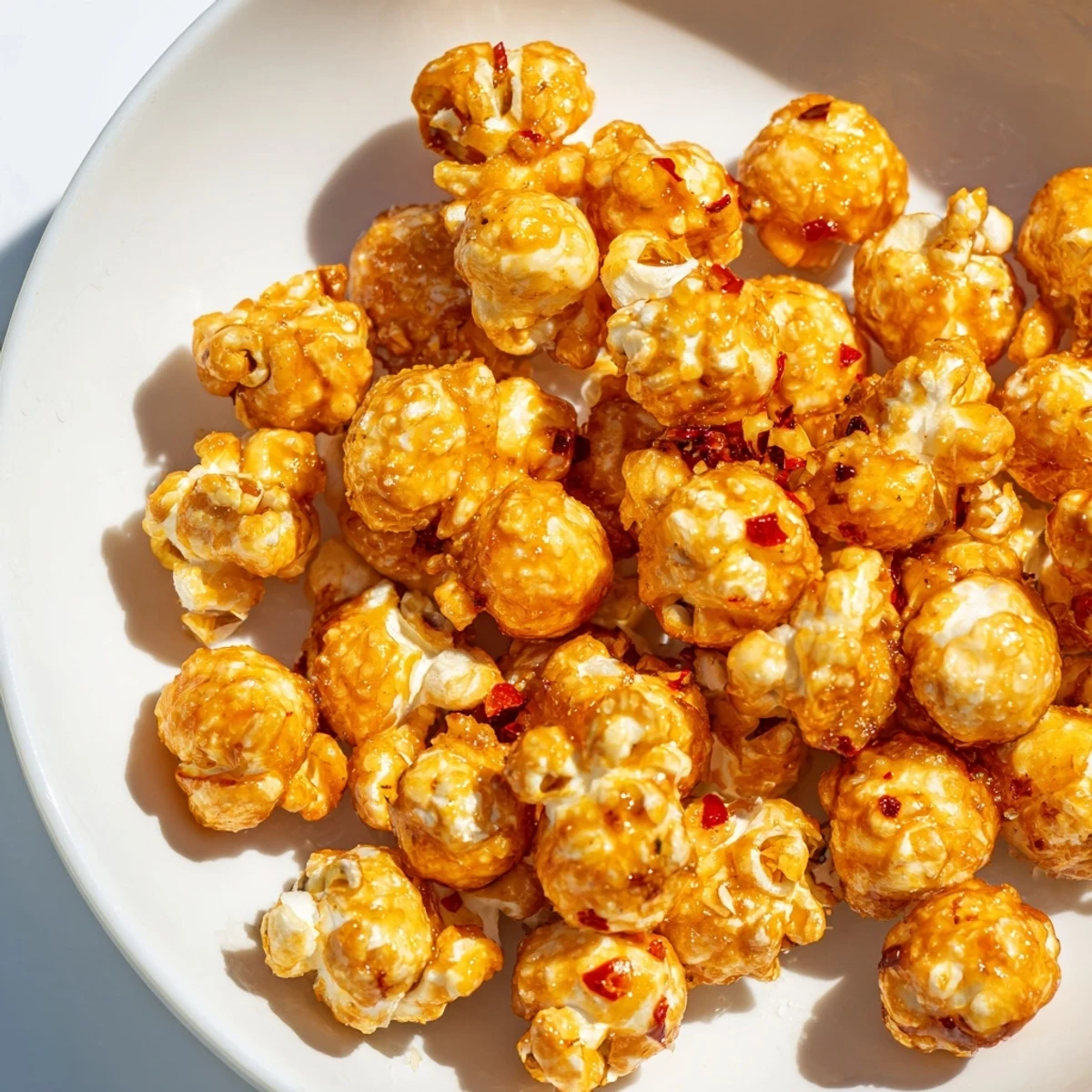 Close-up of freshly tossed hot honey butter popcorn, perfect for a movie night treat.