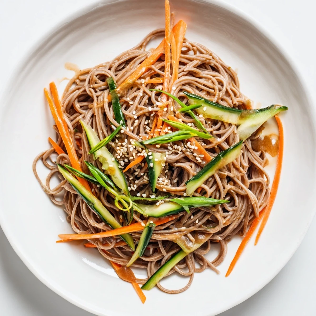 Chilled Noodle Lunch Cups filled with colorful veggies and a savory sesame sauce, perfect for meal prep.