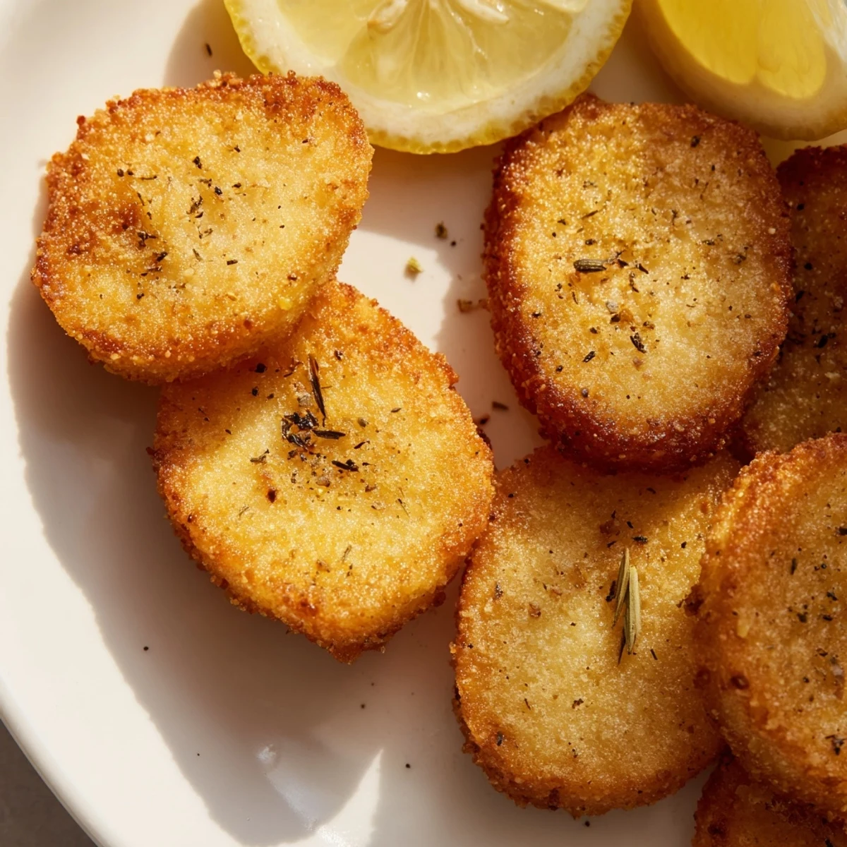 A crispy, fried Greek Saganaki, sprinkled with oregano, ready for dipping and enjoying.