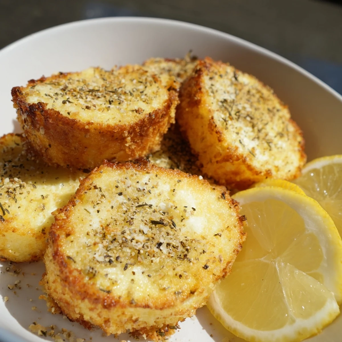 Image of pan-fried Greek Saganaki cheese, savory and delicious, perfect appetizer for sharing.
