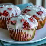 Strawberry Muffins Lemon Glaze