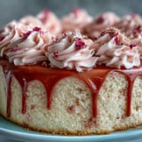This elegant pink rosé velvet cake is ready for festive bridal shower celebrations.