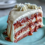 Bridal shower rosé velvet cake, a beautiful pink confection with shimmering gold accent.