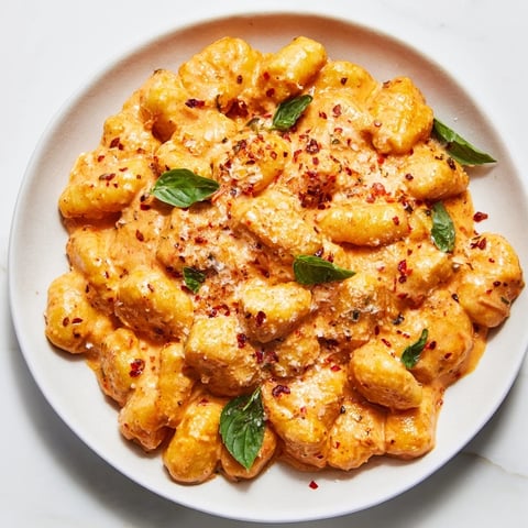 Creamy Tomato Gnocchi, a one-skillet Italian dream, is bubbling with creamy tomato sauce.