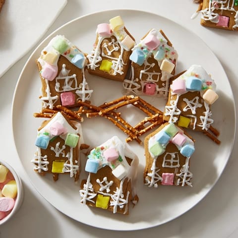Homemade gingerbread village treats: Imagine crispy cookies, creamy dips, and sweet candy decorations.