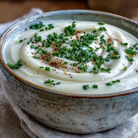 A spoon scoops velvety Cream of Potato Soup, with steam rising from the creamy, smooth texture.