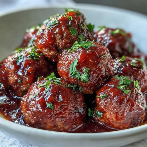 Perfect for game day, these saucy meatballs steam in a rich red sauce until tender and ready for toothpicks.