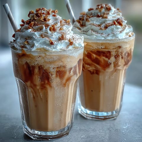 Creamy Hojicha Milkshake with roasted green tea, vanilla ice cream, and milk, topped with whipped cream and crushed nuts.  