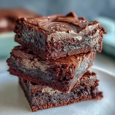 Decadent black sesame brownie squares with a rich chocolate base and marbled black sesame swirl for a nutty, earthy twist.