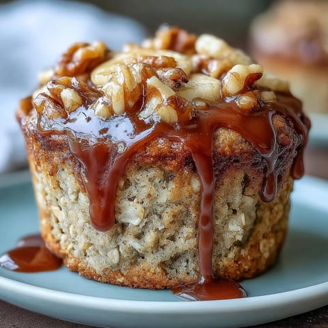 High-protein banana bread muffins for meal prep, golden and fluffy with banana chunks and a sprinkle of nuts.  
