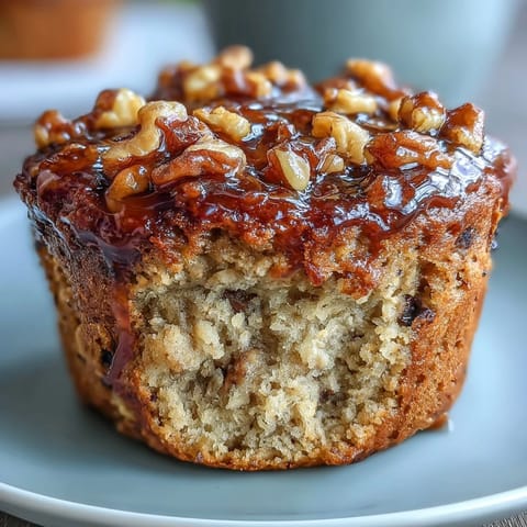 Moist, protein-packed banana muffins with oats and Greek yogurt, perfect for healthy breakfasts or snacks.  
