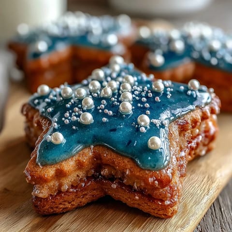 Pisces Constellation Sugar Cookies with Star Sprinkles on a white plate, decorated with shimmering silver constellation and gold star sprinkles.