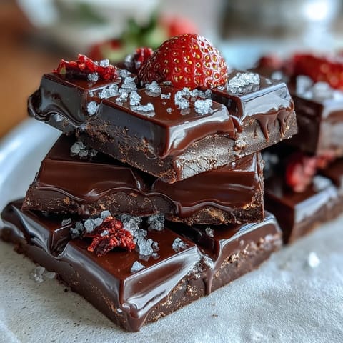 Dubai Chocolate Strawberry Bark with Pistachios and Almonds in a rustic, broken pieces arrangement on parchment paper, showcasing rich dark chocolate, vibrant dried strawberries, and crunchy roasted nuts.