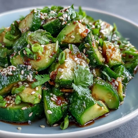 Smashed Cucumber Avocado with Sesame
