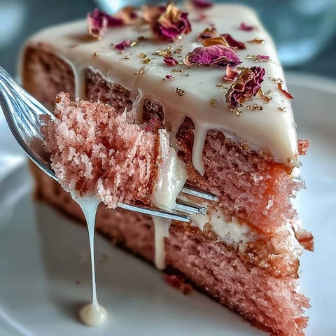 Elegant Bridal Shower Rosé Velvet Cake with shimmering gold drip.