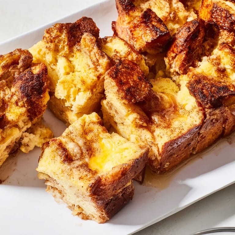Classic French Toast Bake, boasting a custardy interior and cinnamon-sugar topping, perfect for sharing.