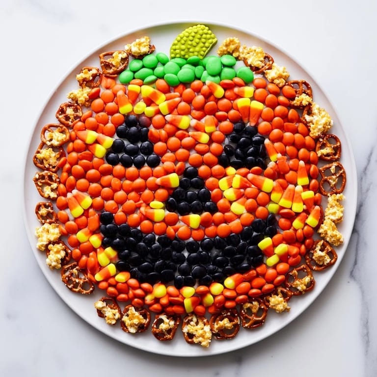 See this amazing Jack-o-Lantern candy board, a delicious assortment of sweets perfect for sharing.