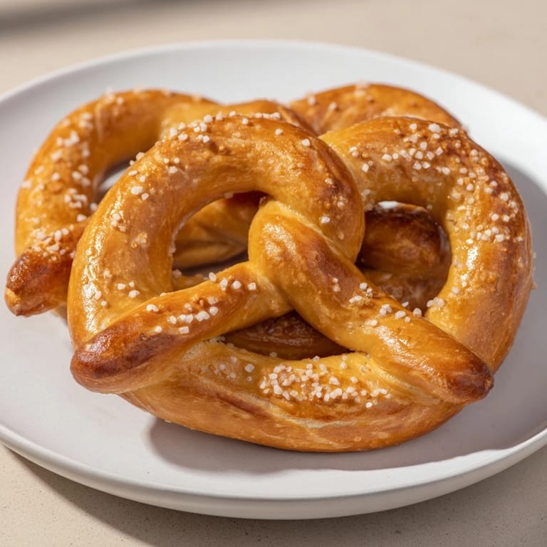 Freshly baked Bretzels Anneau de Fête with a beautifully crisp crust and soft interior, a tasty treat.