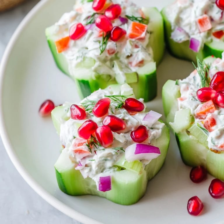 Freshly made winter salad with snowflake cucumber cups, ready to enjoy as a light, flavorful appetizer.
