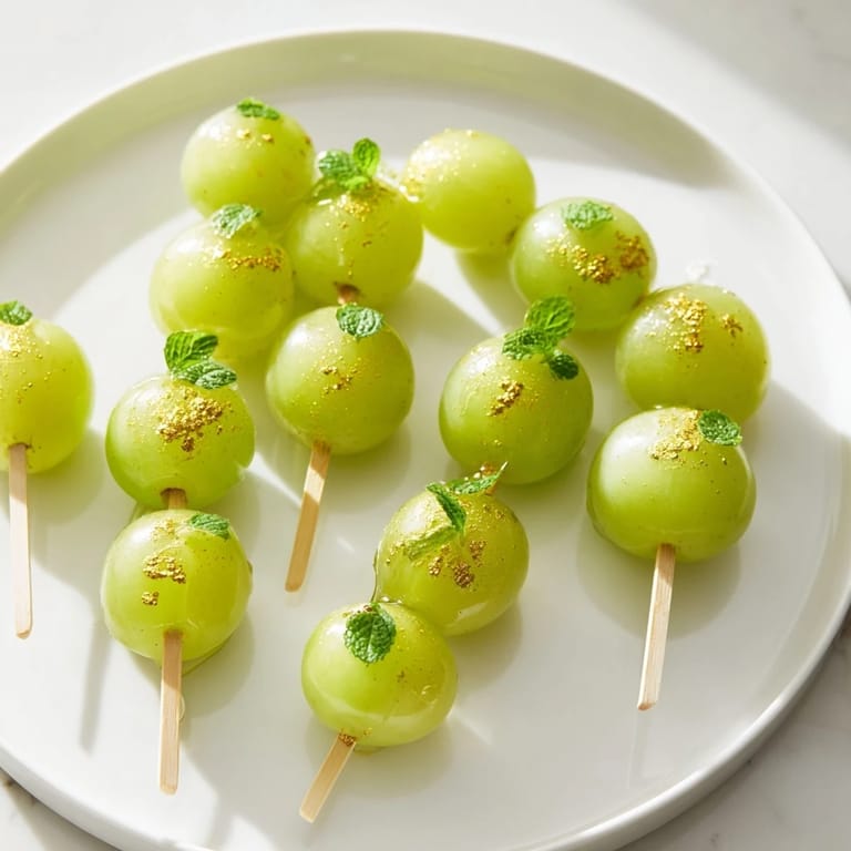 Close-up of vibrant Grapes of Luck countdown skewers, perfect for a festive Spanish-inspired dessert!