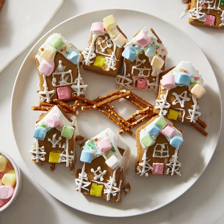 Homemade gingerbread village treats: Imagine crispy cookies, creamy dips, and sweet candy decorations.