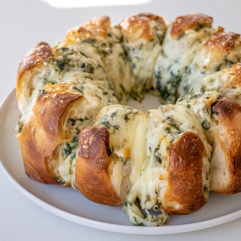 Golden, bubbly Reindeer Antler Spinach Dip Ring, featuring a creamy, flavorful spinach dip filling.