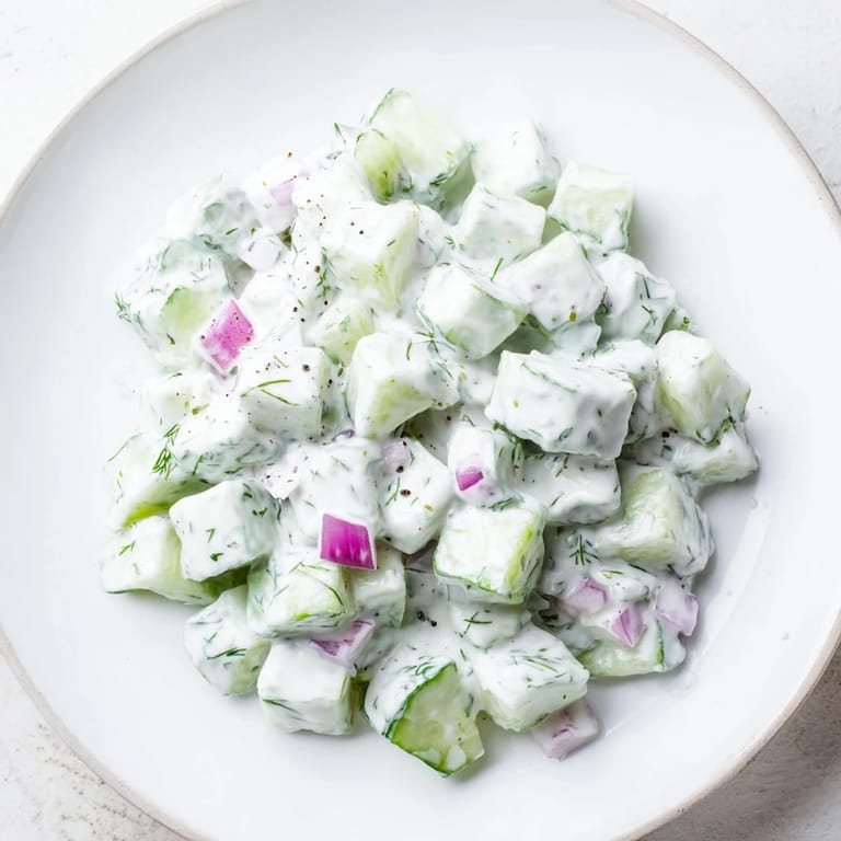 Enjoy the light, cool taste of this homemade Cucumber and Greek Yogurt Tzatziki Salad, perfect for summer.