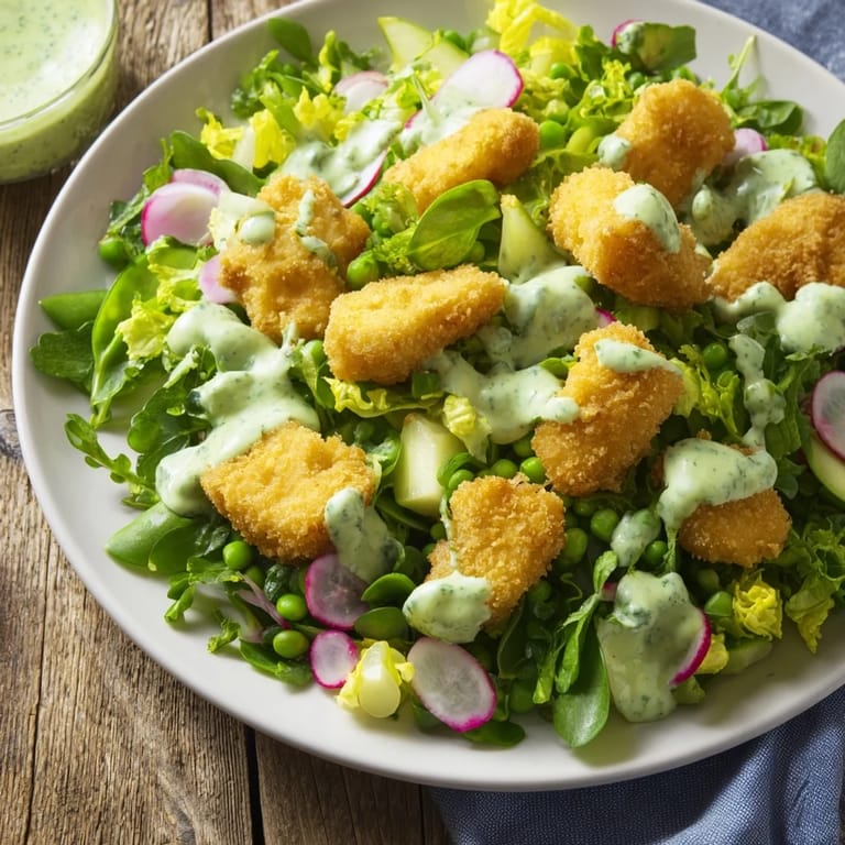 Tossed in creamy dressing, this Green Goddess Nugget Salad presents a colorful, delicious plate.