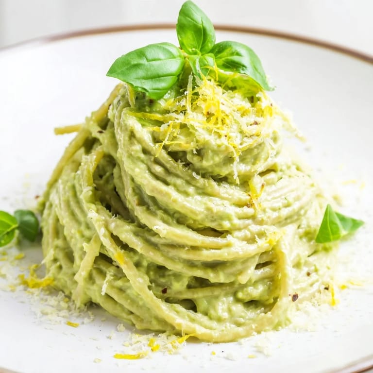 This decadent creamy avocado pasta boasts a silky sauce, perfect for a quick, satisfying vegetarian dinner.