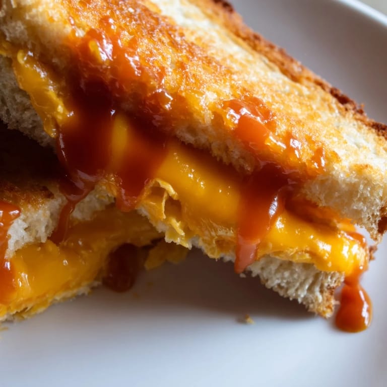 See the spicy sriracha mayo on this decadent Spiked Grilled Cheese, perfect for a quick, flavorful lunch.