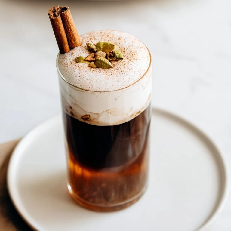Enjoy a tall, refreshing Homemade Iced Chai with Cold Foam, a perfect spiced tea treat.