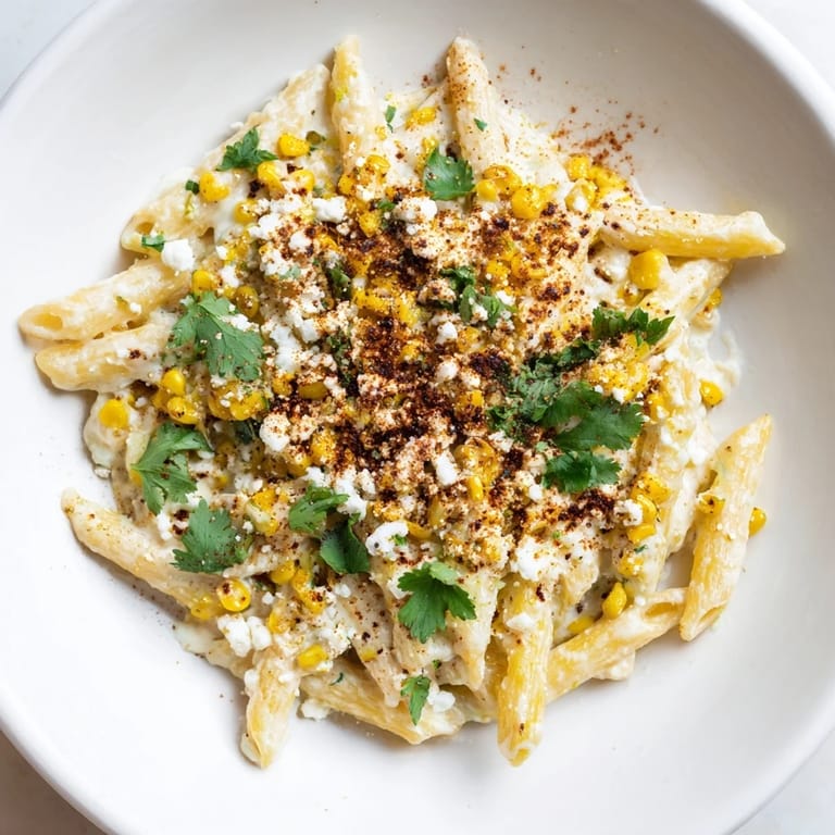 This easy Mexican Street Corn Pasta recipe shows off golden corn and a zesty lime sauce.