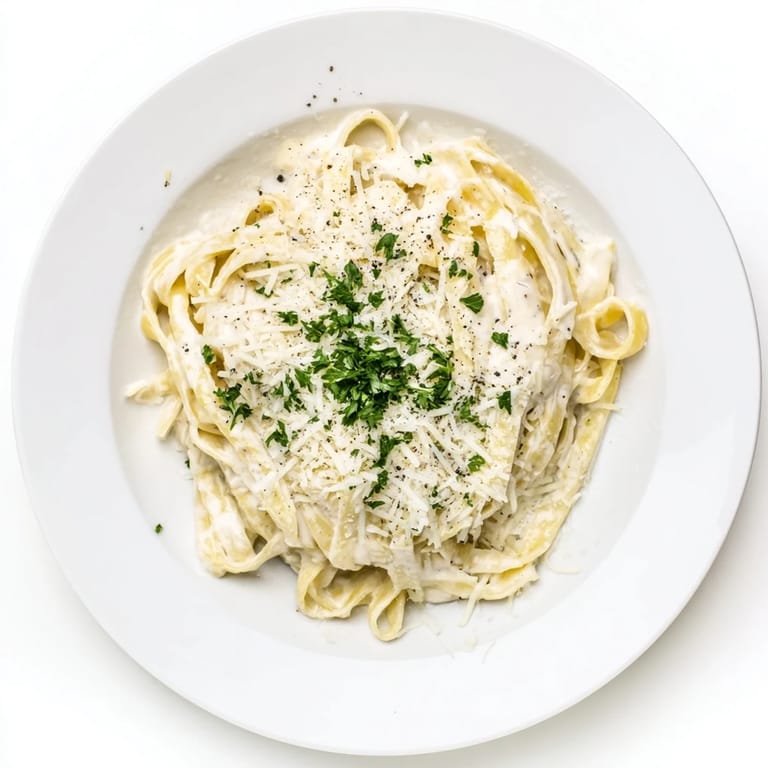 A generous bowl of Roasted Garlic Cream Pasta, garnished with extra grated Parmesan and fresh parsley, ready to be enjoyed for a comforting main course.