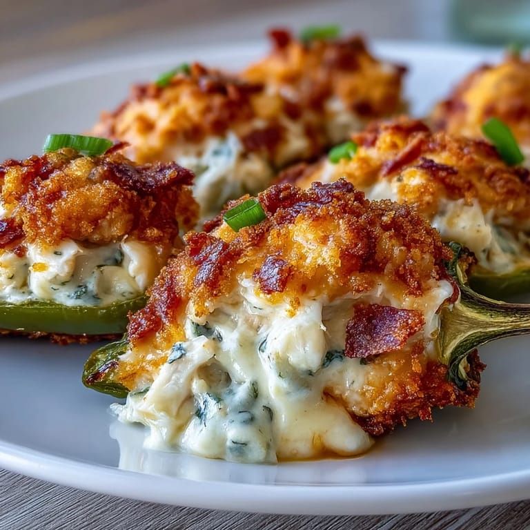 A close-up of one Cajun Crab Poppers half, revealing the creamy lump crab filling flecked with green onions and parsley.
