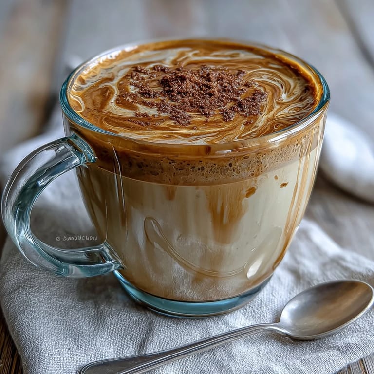 A warm cup of hojicha latte made with oat milk and vanilla, garnished with a cinnamon stick for a cozy, aromatic treat.