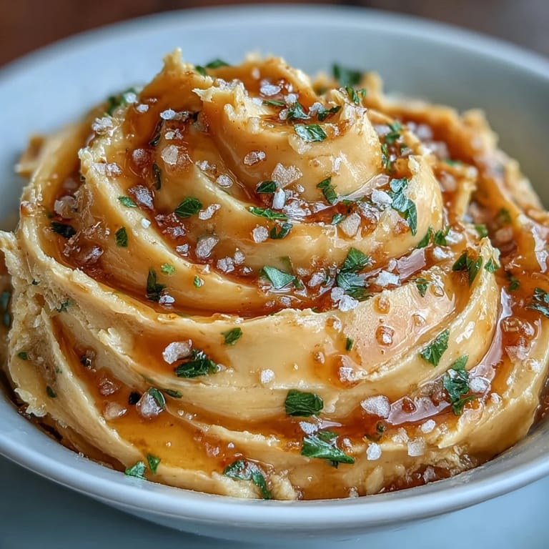 Sweet and savory salted honey butter with fleur de sel, served in a ramekin beside golden cornbread slices.